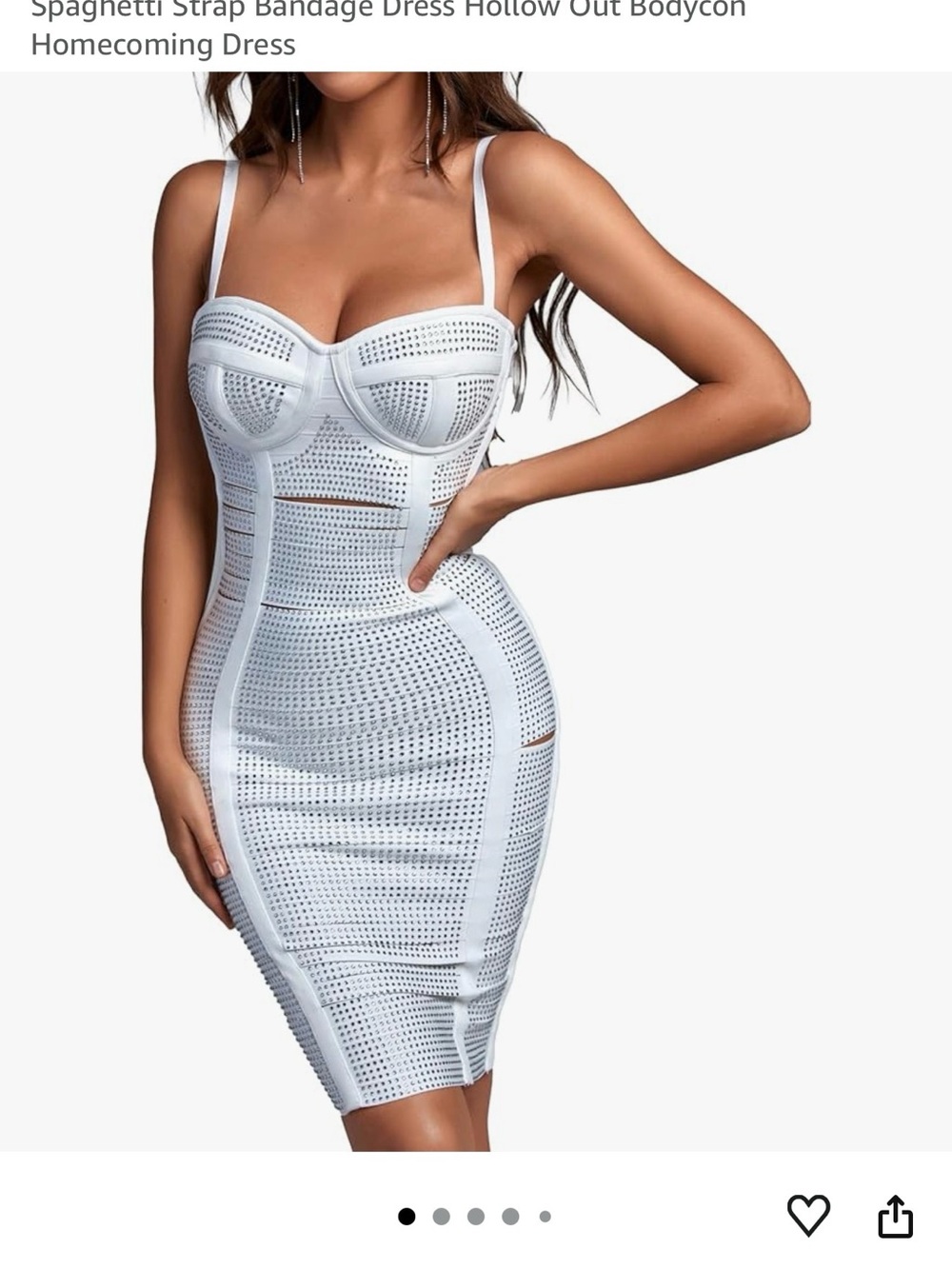 Bella Barnett White Spaghetti Strap Bodycon Midi Dress